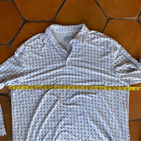 Ibkul Shirt Mens XXL Martini Glasses All Over Print Polo Long Sleeve UPF 50 Golf - Picture 7 of 7
